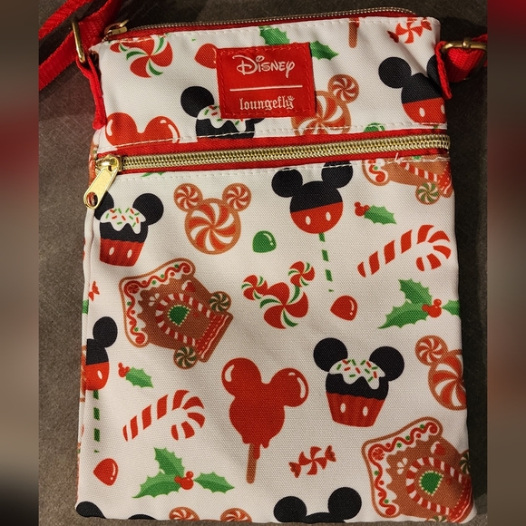 LOUNGEFLY Disney Mickey Mouse  Holiday Treats Passport Crossbody Bag - Picture 2 of 7
